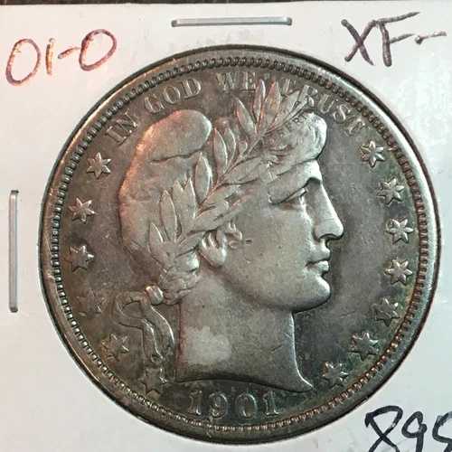 1901-O XF- バーバー ハーフダラー シャープ リバティ #1 同梱配送
