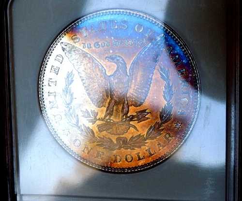 モルガン シルバー ドル 1878 7 TF NGC MS 64++ オールドホルダー モンスター レインボー サンセット