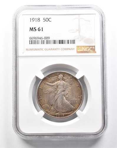 1918年ウォーキング・リバティ・ハーフドル MS61 NGC 美しいトーン *2190