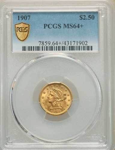 1907年 リバティヘッド 2.5ドル クォーターイーグルゴールド PCGS MS64+