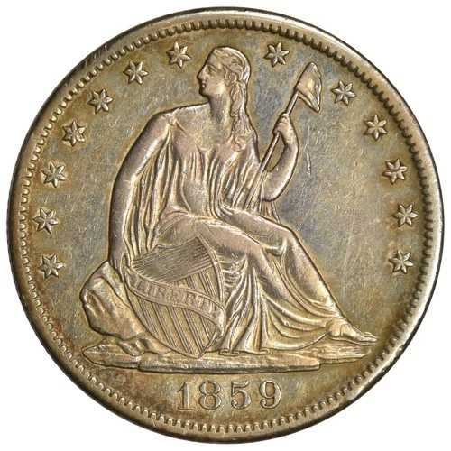 1859-S 着席自由の女神像 ハーフ ドル硬貨 ~ 素晴らしい AU!