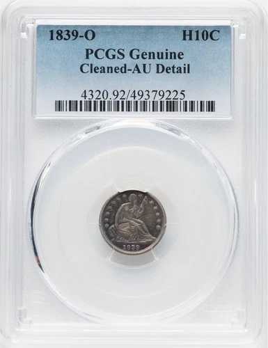 1839-O 着席 1/2 ダイム - PCGS AU 詳細 - 非常に良好な品質 - 素晴らしい色調! 187,000円