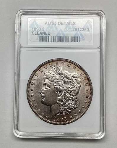 1893年 モルガン銀貨 ANACS AU55 クリーニング済み、ソープボックスホルダー、VAM-3 ダブル3ハイ 187,000円