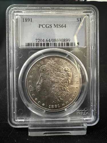 1891-P 1ドル モルガン銀貨 PCGS MS4 -- フロスティブラストホワイト - 難あり