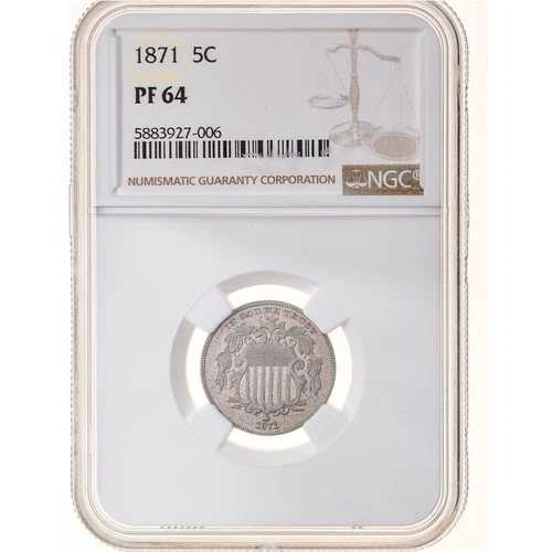 [#970329] アメリカ合衆国、5セント、シールドニッケル、1871年、フィラデルフィア、プルーフ、NGC、