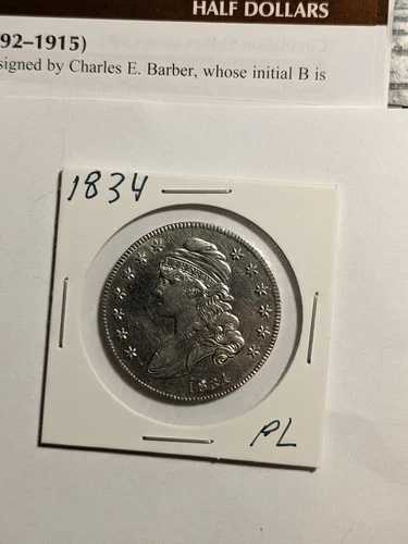 1834年 50セント キャップドバスト シルバーハーフドル 未流通 タフな初期米国コイン 187,000円
