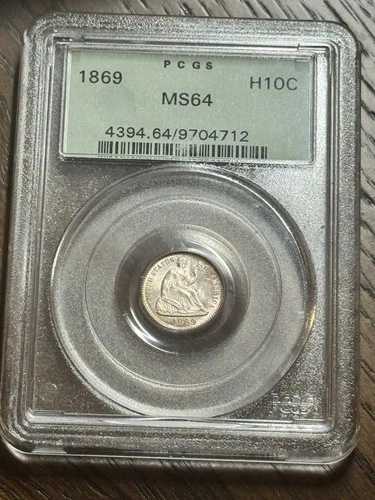 1869年 P シーテッド リバティ ハーフダイム PCGS MS64 OGH 素晴らしい US H10c タイプコイン (1306)