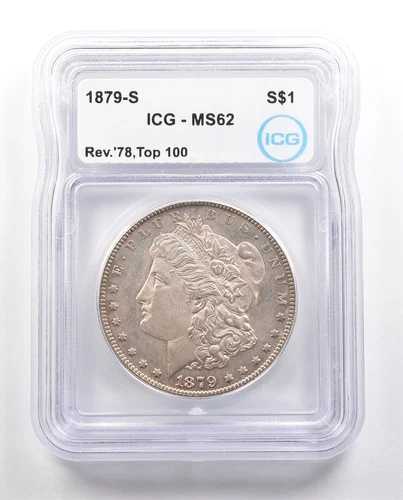 1879-S モルガン銀貨 裏面 78枚 トップ100 MS62 ICG *6445