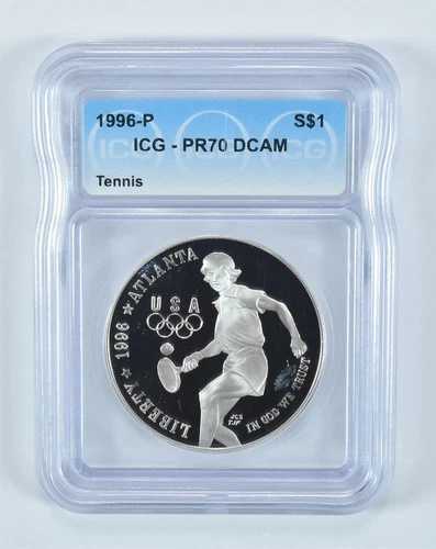 1996-P オリンピックテニス記念シルバーダラー PR70 DCAM ICG