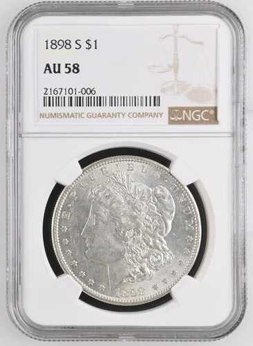1898-S モーガン シルバー ダラー NGC AU58 BU に見えます!