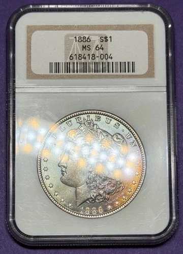 1886年 モルガン銀貨 NGC MS64 モンスタートーン ファイアー＆アイス ジェムラスター