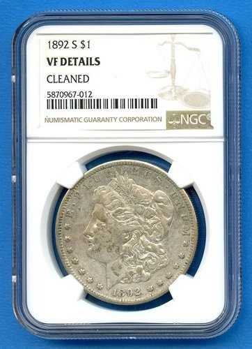1892 S NGC VF 詳細 モルガン・ダラー 1ドル US シルバー 希少キー 1892-S アンダーグレード