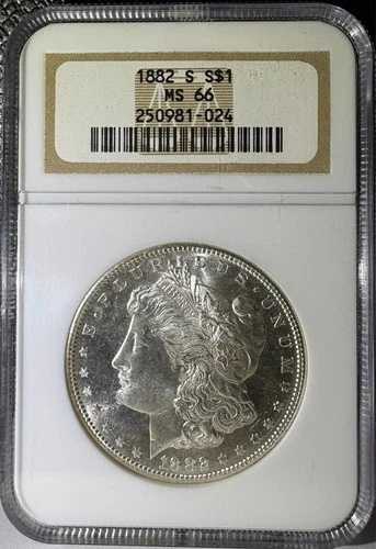 1882-S 1ドル モルガン銀貨 NGC MS 66 (024)