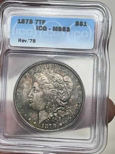 1878年モルガン・ダラー金貨 Vam 45「ダブル・タロンズ」（トップ100）ICG MS63 カラフルトーニング