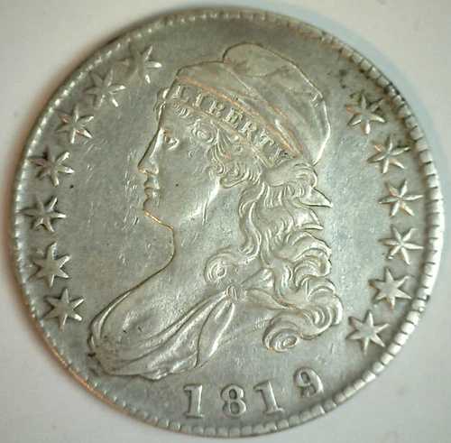 1819年製 キャップドバスト シルバーハーフドル エクストラファイン流通 初期50セント米国型コイン