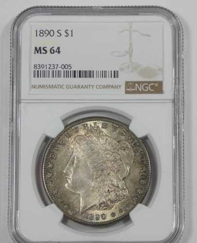 1890-S モルガン・ダラー NGC MS 64 認定シルバーダラー