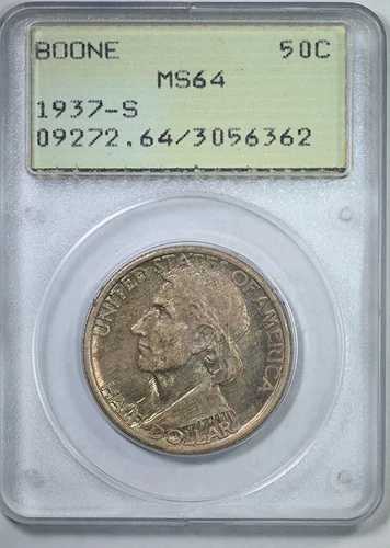 1937-S ブーンクラシック記念ハーフダラー 50セント PCGS ラトラー MS64|WORLD RESOURCE【QUEEN店】