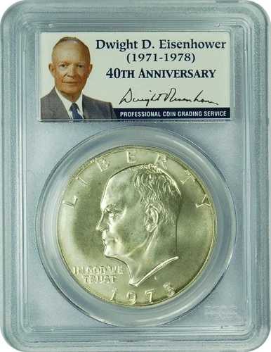 1973-S PCGS MS68 シルバー アイゼンハワー ドル（大統領ラベル）