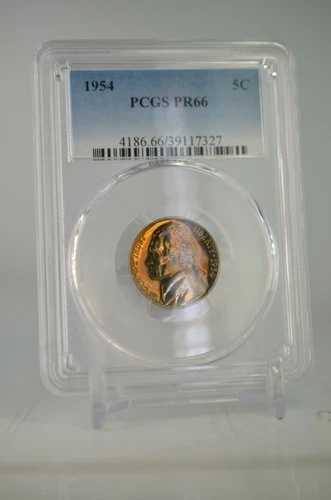 PR66 1954年 ジェファーソン ニッケル PCGS グレード 5セント プルーフコイン 希少 ナチュラルトーン アンサークル