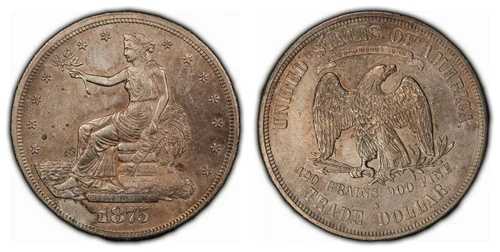 1875-S $1 銀貿易ドル - AU/UNC デッツ - SKU-B1943｜WORLD RESOURCE【QUEEN店】