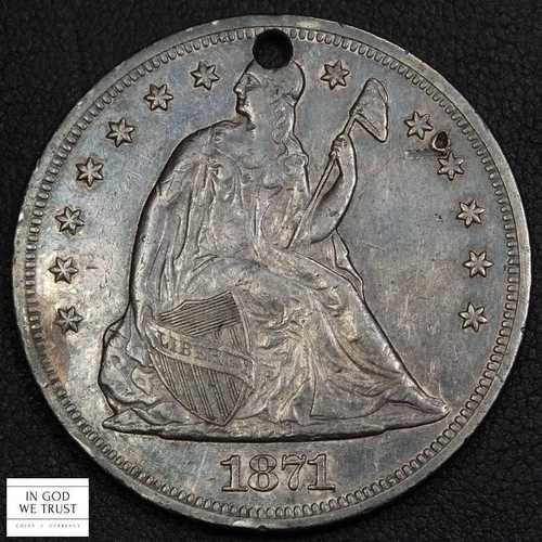 1871年 着席自由の女神像 1ドル銀貨 - 穴あり｜WORLD RESOURCE【QUEEN店】