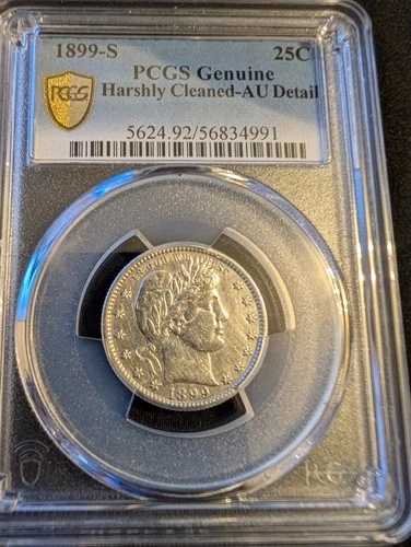 1899-S バーバー クォーター、PCGS 鑑定済み、AU 詳細｜WORLD RESOURCE【QUEEN店】