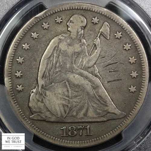 1871年 自由の女神像 銀貨 $1 PCGS F 詳細 - スクラッチ|WORLD RESOURCE【QUEEN店】