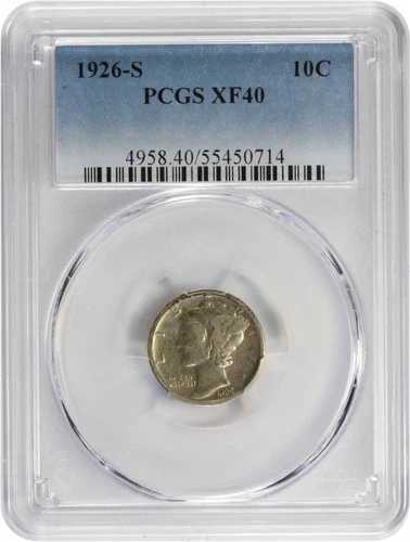 1926-S マーキュリーシルバーダイム EF40 PCGS｜WORLD RESOURCE【QUEEN店】