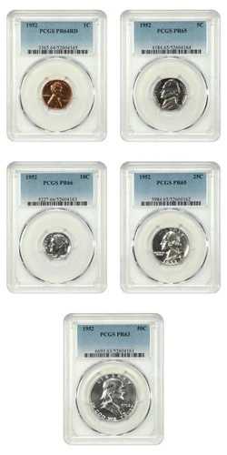 1952年 1C-50C プルーフセット PCGS PR63-65 (5枚) - プルーフセット｜WORLD RESOURCE【QUEEN店】