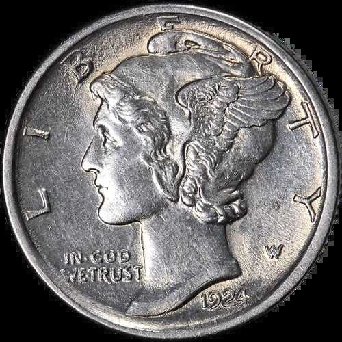 1924-D マーキュリーダイム スプリットバンド 美品 未使用 美しい外観 強い刻印|WORLD RESOURCE【QUEEN店】