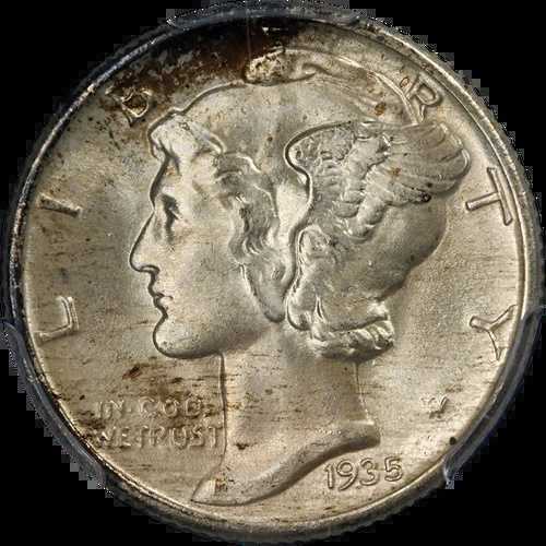 1935-P マーキュリーダイム PCGS MS67 FB 光沢良好 打痕良好｜WORLD RESOURCE【QUEEN店】