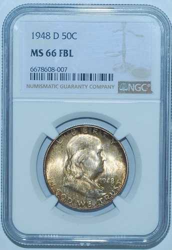 1948 D NGC MS66FBL フルベルライン フランクリン ハーフダラー