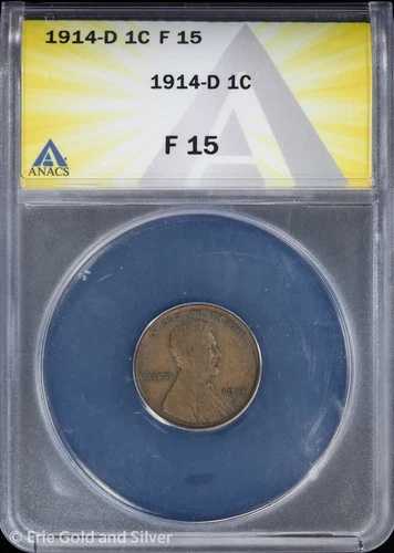1914-D 1C リンカーン小麦セント ANACS F 15|WORLD RESOURCE【QUEEN店】