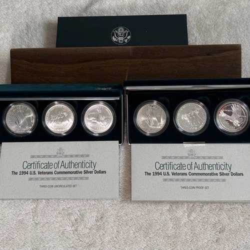 1994年米国退役軍人記念 3ドル銀貨セット(OGP)の完全なビジネスカードとプルーフ付きロット|WORLD RESOURCE【QUEEN店】