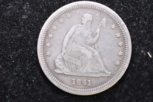 1841-O 座像自由の女神像クォーター硬貨、流通コイン。大口セール #02128｜WORLD RESOURCE【QUEEN店】