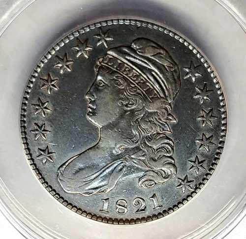 チョイス 1821 キャップドバスト ハーフダラー 50セント ANACS XF40 O-107 ベターデート ブルートーニング