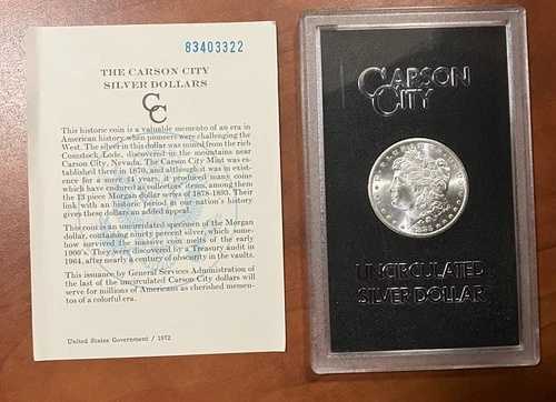 希少な未流通1883-CC $1モルガン銀貨カーソンシティGSAケース入り