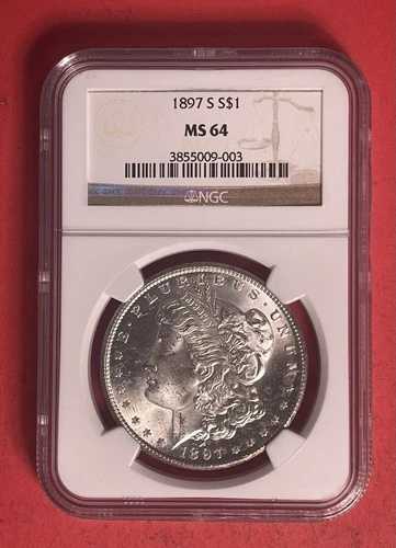 1897年 S モルガン銀貨、NGCグレード MS64