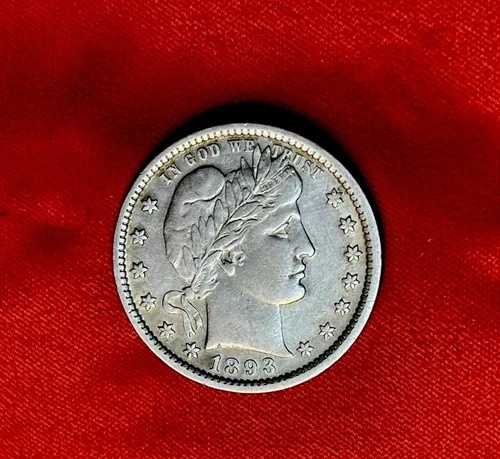 1893年 P 25C バーバー シルバー クォーター AU++ 詳細