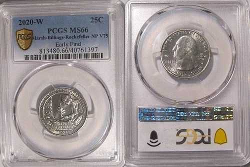 2020年 W マーシュ ビリングス ロックフェラー NP クォーター 25セント PCGS MS66 V75 プライベート アーリーファインド