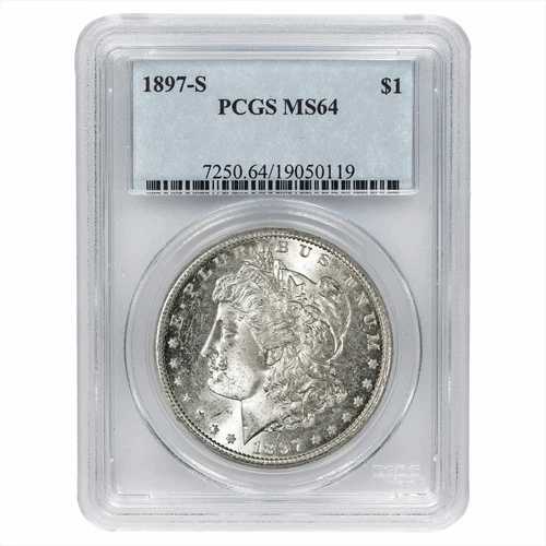 1897S モルガン銀貨 $1 PCGS MS 64