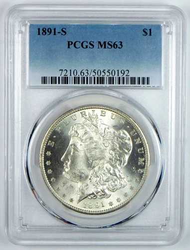 1891-S モルガン銀貨 - PCGS MS 63