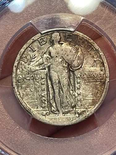 1919年 Dシルバースタンディングリバティクォーター、デンバー、VGディテール、PCGS認定