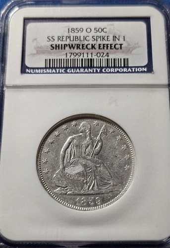 SS リパブリック 1859 O 着席ハーフドル 難破船効果（スパイクイン 1） NGC