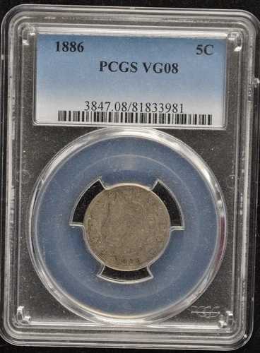 C - 1886 - 5セント - リバティニッケル - PCGS VG-08 - 3847