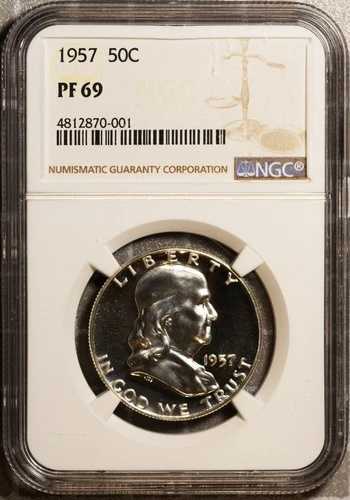 1957年 50セント銀貨 フランクリンハーフドル PR 69 NGC # 4812870-001 + ボーナス