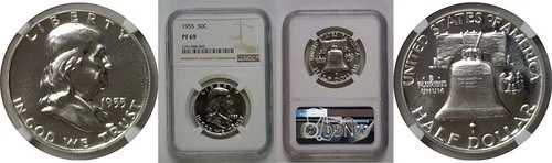 1955年フランクリンハーフダラー NGC PF-69