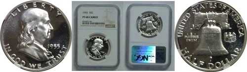 1955年 フランクリン ハーフダラー NGC PF-68 カメオ