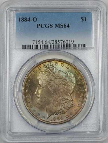 1884-O モルガン シルバー ダラー 1ドル コイン PCGS MS-64 *表面は美しい色調* (Tb)