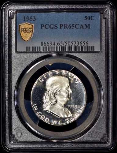 1953 年 プルーフ フランクリン ハーフ ドル 50 セント PCGS PR65CAM - きれいなコイン!｜WORLD RESOURCE【QUEEN店】